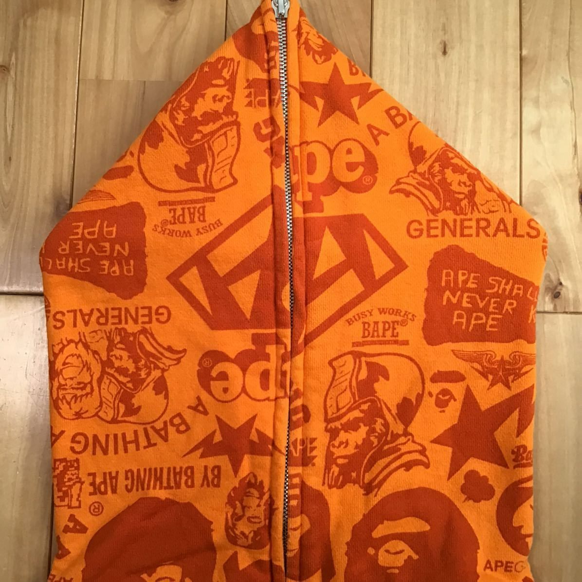 ☆XL☆ BAPE mix logo フルジップ パーカー Orange a bathing