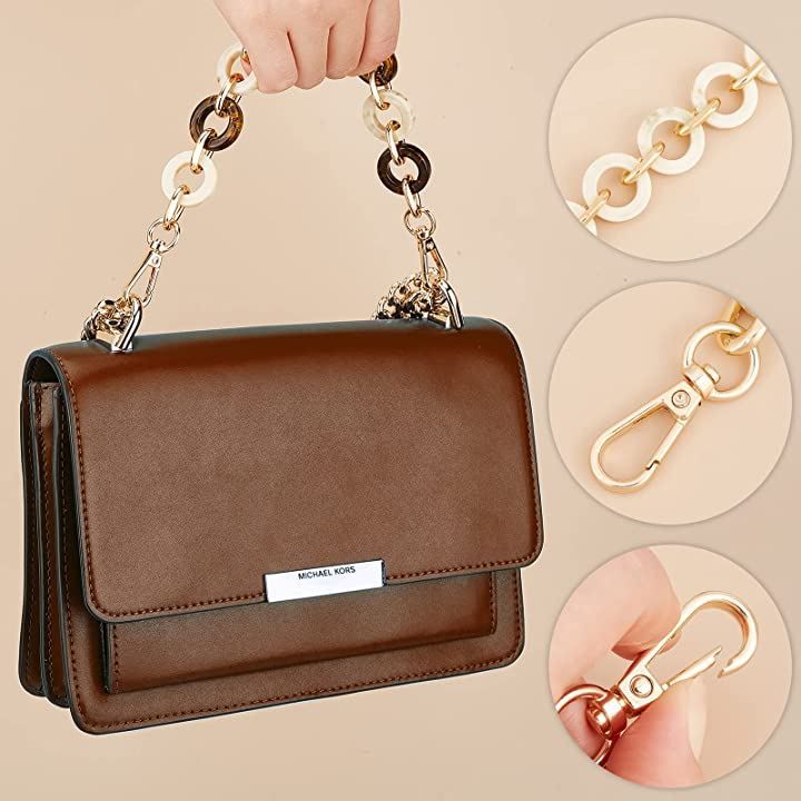 WADORN 2本 アクリル バッグ 持ち手 チェーンハンドル 長さ30cm ショートハンドル ストラップ 交換用( ホワイト)