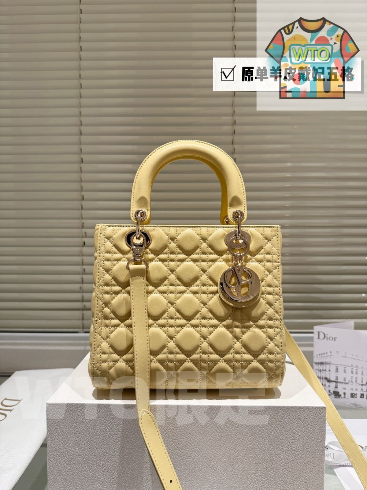 Dior ベージュ キルティング ハンドバッグ 今日WTO】Dior Lady Dior 羊皮ミニバッグ 24cm 高品質