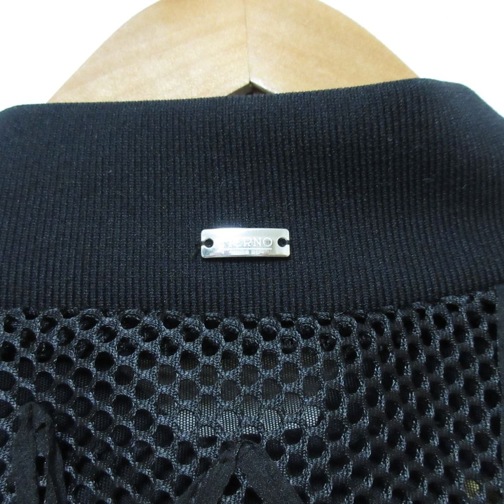 HERNO - 美品 23SS HERNO ヘルノ ロゴメッシュ ジップアップブルゾン ジャケット GI000193D-12511-9300 サイズ42 ブラック レディース 古着 中古 USED 美品 23SS HERNO ヘルノ ロゴメッシュ ジップアップブルゾン