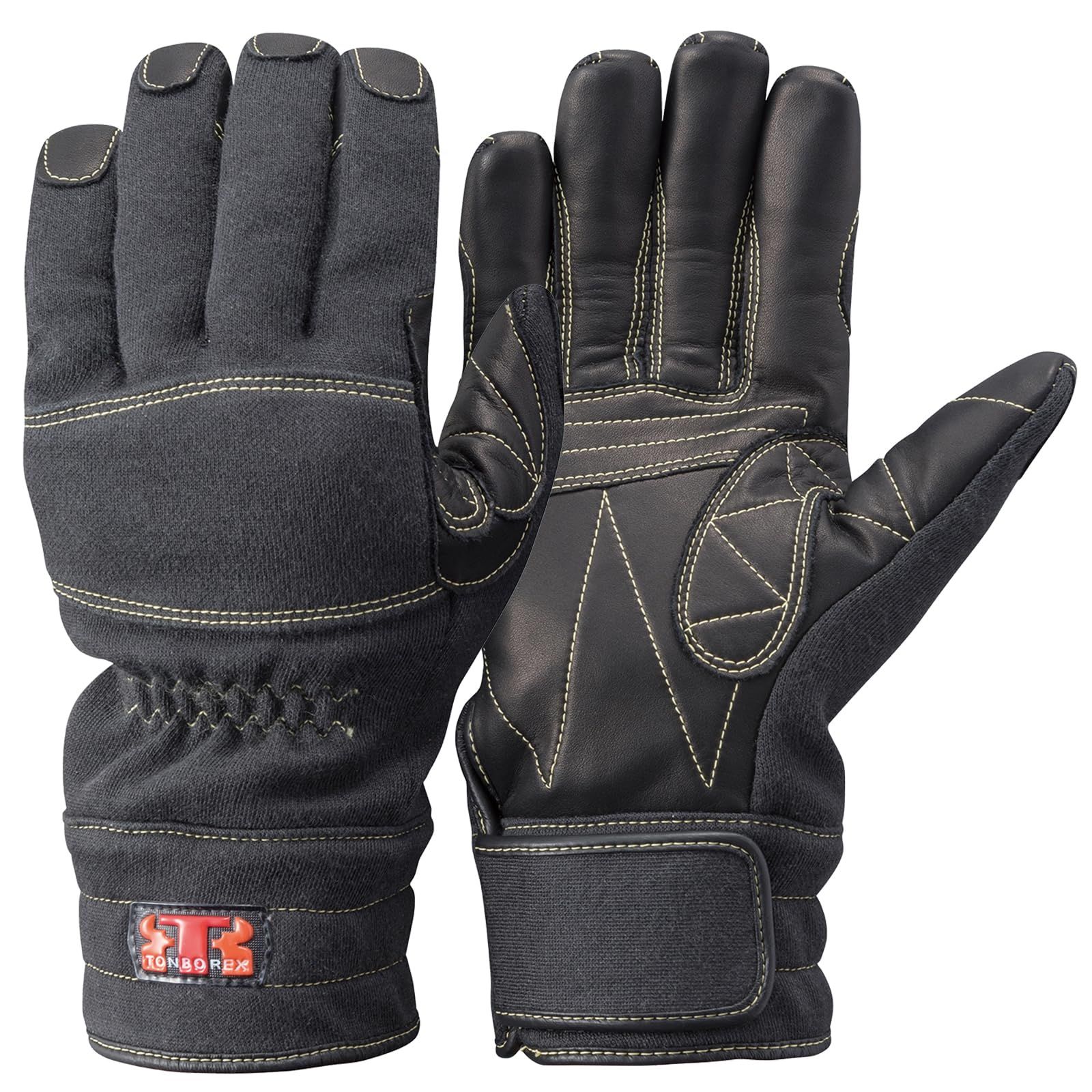 TONBOREX ケブラー繊維製 防火 防水 手袋 K-A178 ブラック JFCE種別A認定商品 耐切創手袋 パラ系アラミド×メタ系アラミド Ｗニット セラミックレザー ガンカット 立体縫製 グローブ 消防団 訓練用 消防 災害 救助 高強度 耐熱