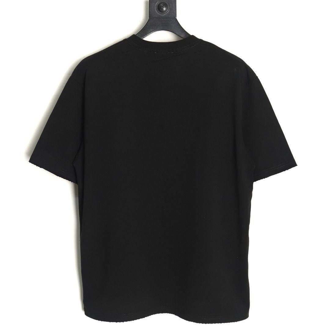警告スローガンプリントクルーネックTシャツ半袖