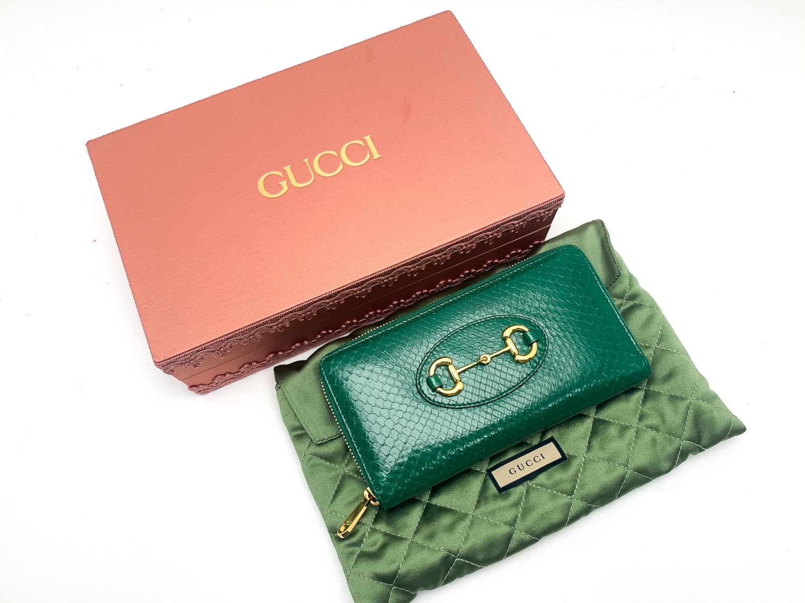 GUCCI グッチ モスグリーン 緑系 ホースビット パイソン 蛇革