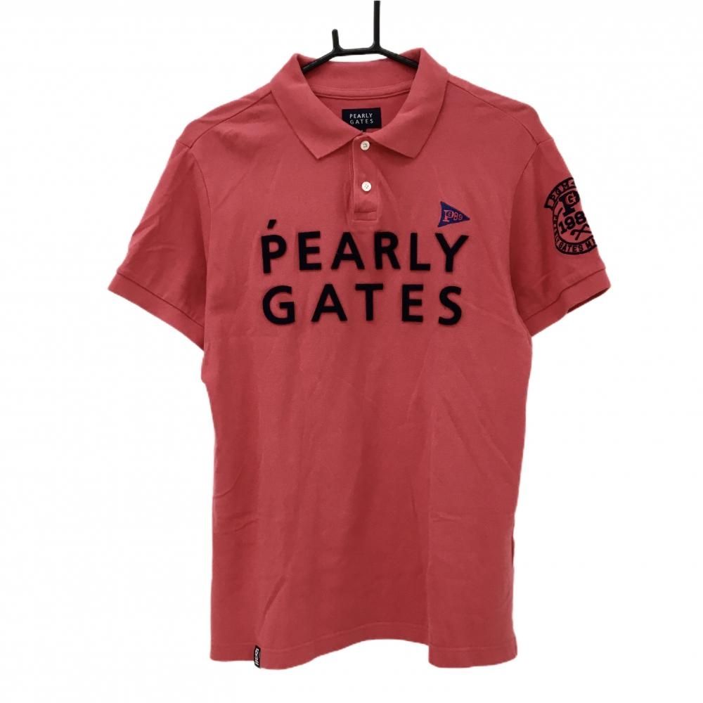 パーリーゲイツ 半袖ポロシャツ レッド×ネイビー フロントロゴ 30周年 メンズ 5 L ゴルフウェア PEARLY GATES