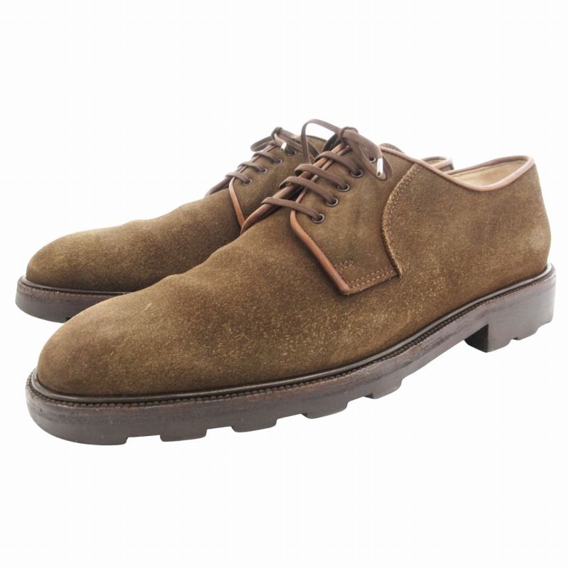 サルヴァトーレフェラガモ Salvatore Ferragamo ドレスシューズ ビジネス 革靴 プレーントゥ レースアップ パイピング スエード 7 茶 ブラウン |GV