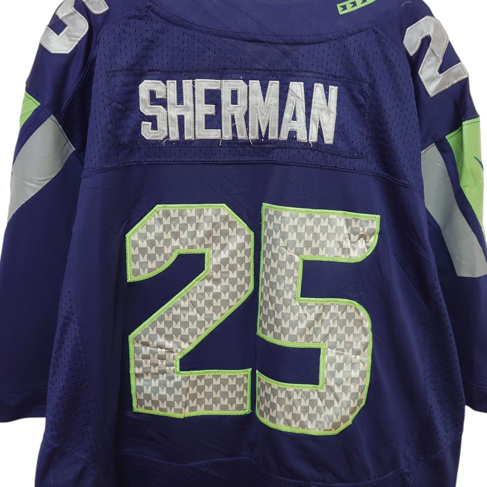 【大幅値下げ】NFL公式NIKEシアトルシーホークス リチャードシャーマン 25 NFL シアトル・シーホークス Tシャツ 25 SHERMAN ネイビー