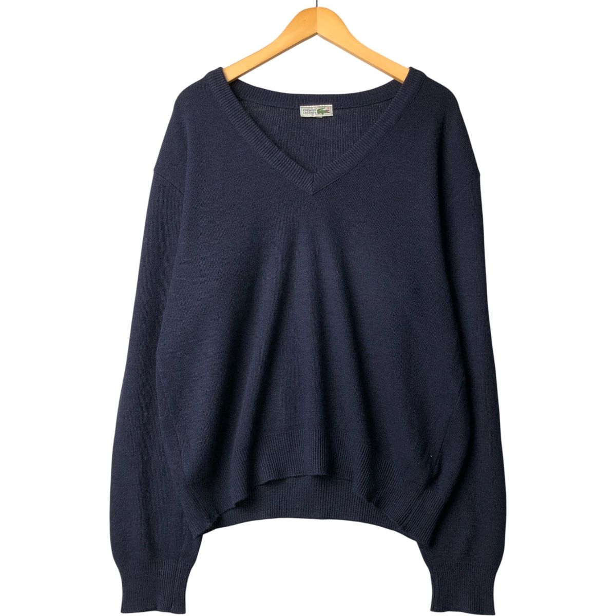 古着 80年代 ラコステ LACOSTE Vネック ウール アクリルｘウールニットセーター フランス製 メンズXL相当 ヴィンテージ/eaa588545