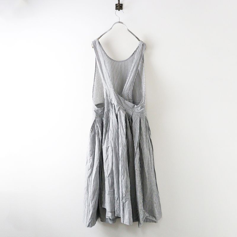 ヴェリテクール Veritecoeur VC-2284 ノースリーブロングワンピース F|ホワイト ストライプ ギャザー 2400014638240