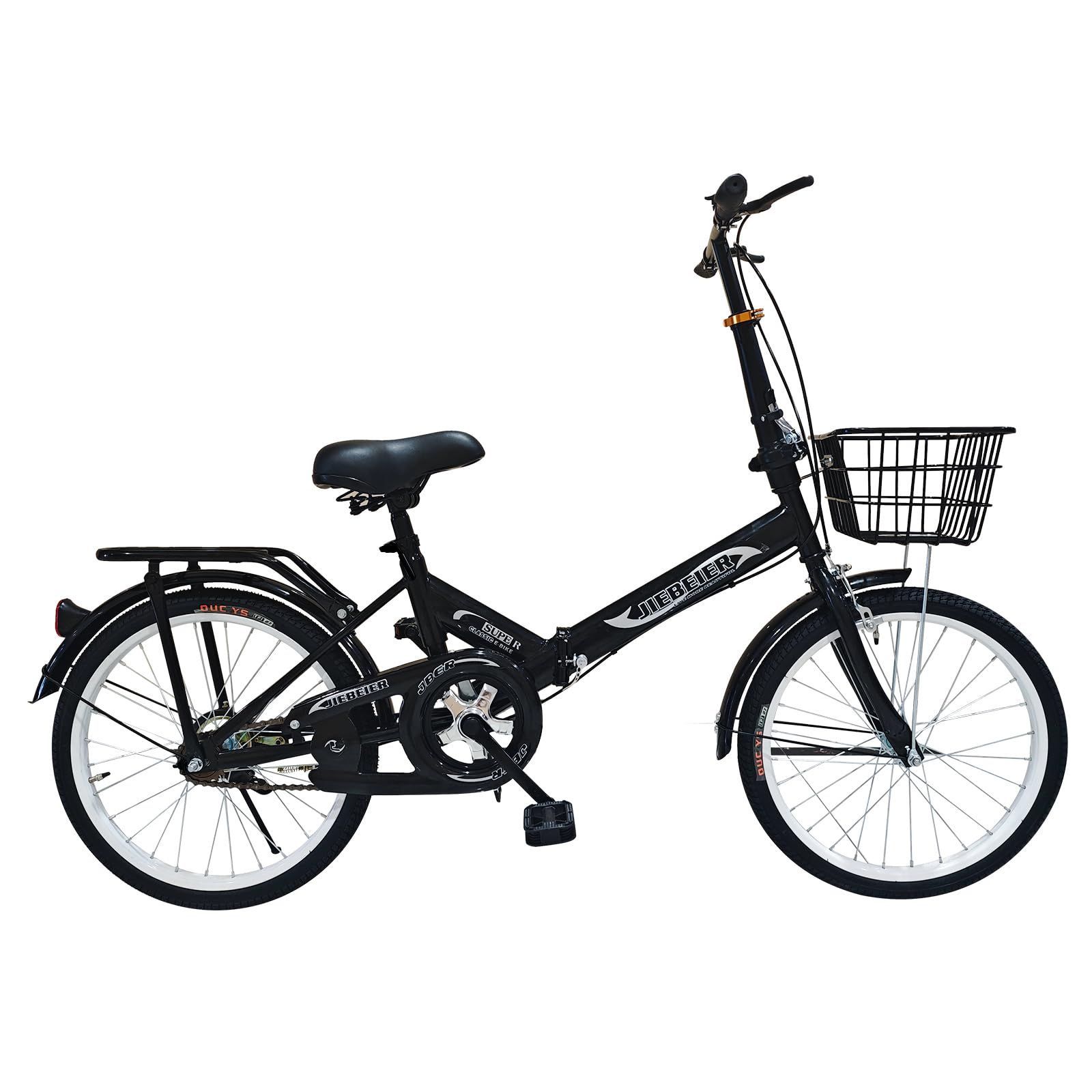 新品 JIEBEIER 自転車 折りたたみ自転車 20インチ 軽量 小径車 防滑タイヤ 高炭素鋼フレーム リアキャリア付き キャリパーブレーキ 男性 女性 初心者 通勤 通学 街乗り JZXC-01