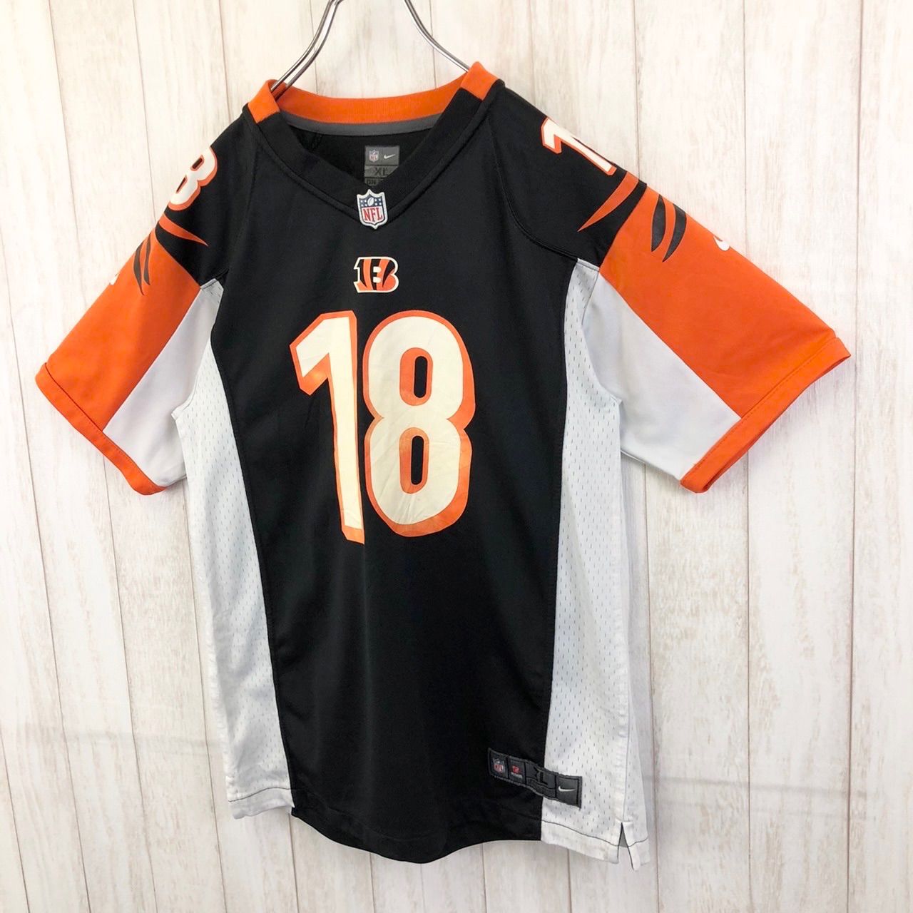 アメフトゲームシャツ　ベンガルズ 黒 オレンジ XLサイズ NFL 古着　y2k アメフトゲームシャツ ベンガルズ 黒 オレンジ XLサイズ NFL 古着 y2k