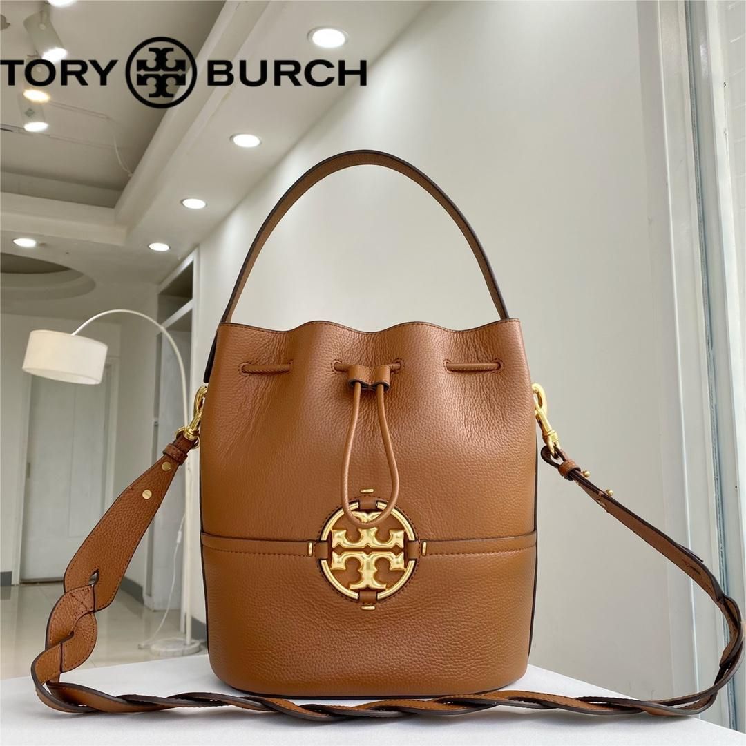 ★新作★ TORY BURCH トリーバーチ MILLER BUCKET BAG ミラー バケットバッグ レディース ハンドバッグ 2WAY  ショルダーバッグ 牛革 アウトレット品 ブラウン系 #79323