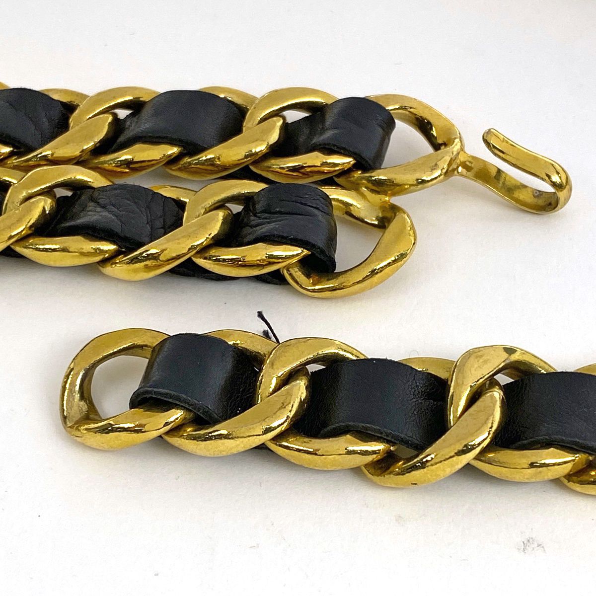 シャネル CHANEL ココマーク チェーン ベルト 2連 ベルト GP ブラック ゴールド レディース