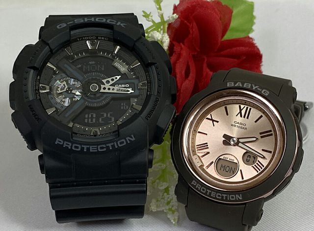 恋人たちのGショックペアウオッチ Gショック ペア G-SHOCK BABY-G  ペア腕時計 カシオ 2本セット  アナデジ デジタル GA-110-1BJF BGA-290-5AJF  ラッピング無料 手書きのメッセージカード  クリスマス　