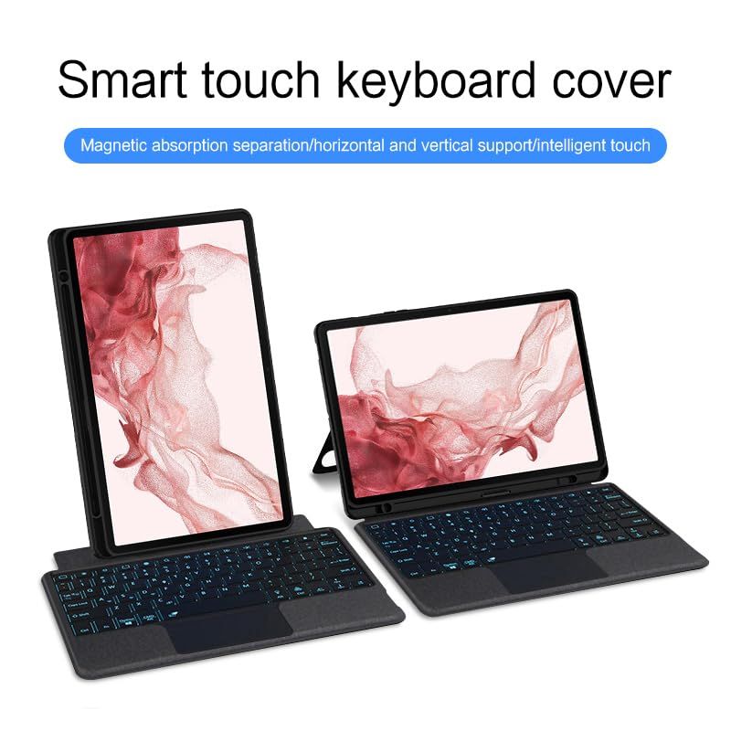タッチキーボードケース Galaxy Tab A8 10.5インチ 2022年モデル SM-X200/SM-X205/SM-X207 キーボードカバー タッチパッド付き かわいいラウンドキー 取り外し可 タッチキーボードケース Galaxy Tab A8 10.5インチ 2022年モデル SM