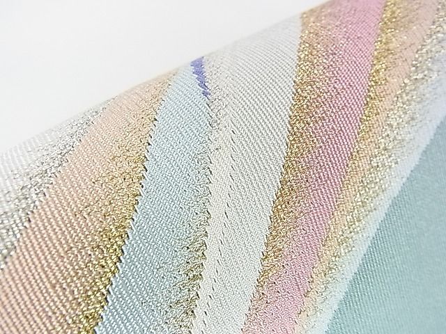 平和屋2□極上 西陣 小川英謹製 爪掻き本綴れ 八寸名古屋帯 流水文 金  