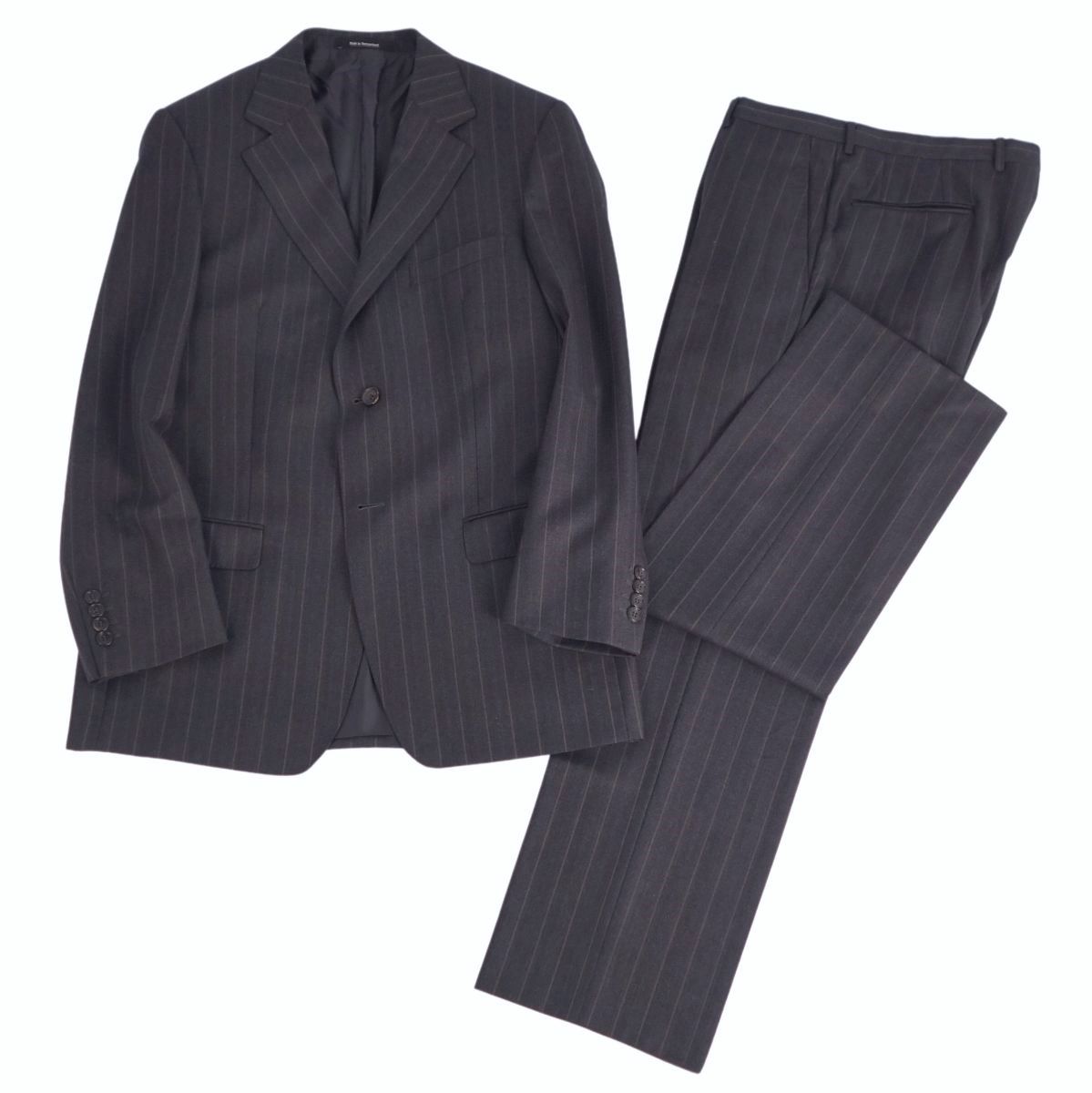 グッチ セットアップ シングル スーツ ブラック ストライプ 46R M相当 極美品 希少GUCCI グッチ セットアップ スーツ ブラック