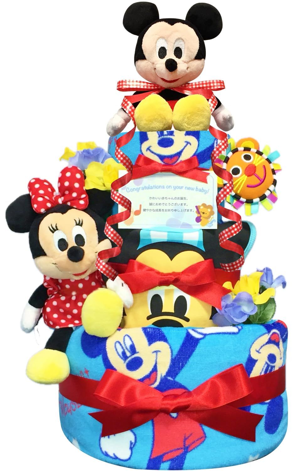 KanonBabys おむつケーキ 男の子 ミッキー ディズニー 出産祝い 3段 Sサイズ 4001 [ご出産祝い・新生児用にオススメおむつサイズＳ]