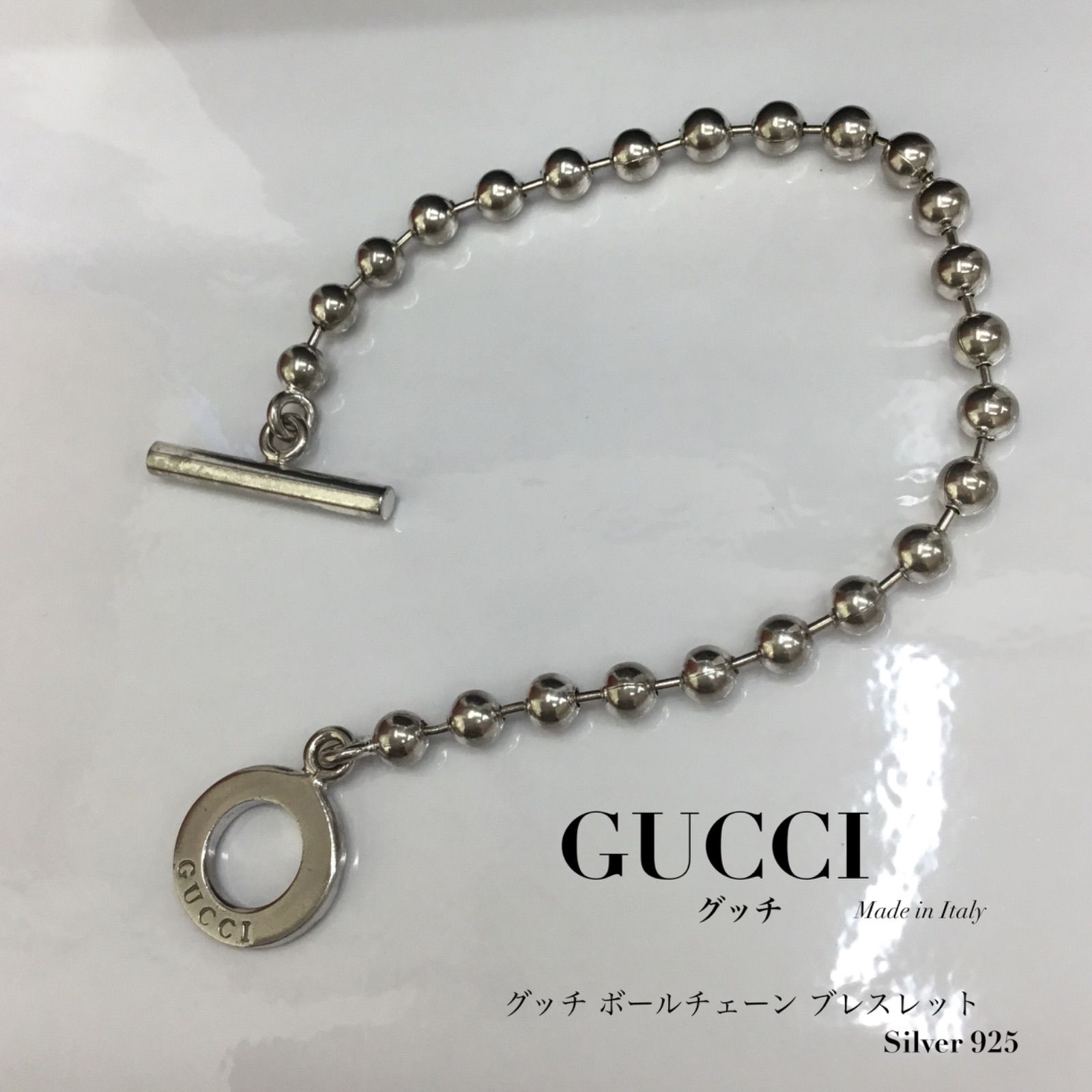 GUCCI グッチ ◉ 箱＆保存袋付き ／ グッチボールチェーン Tバー式 