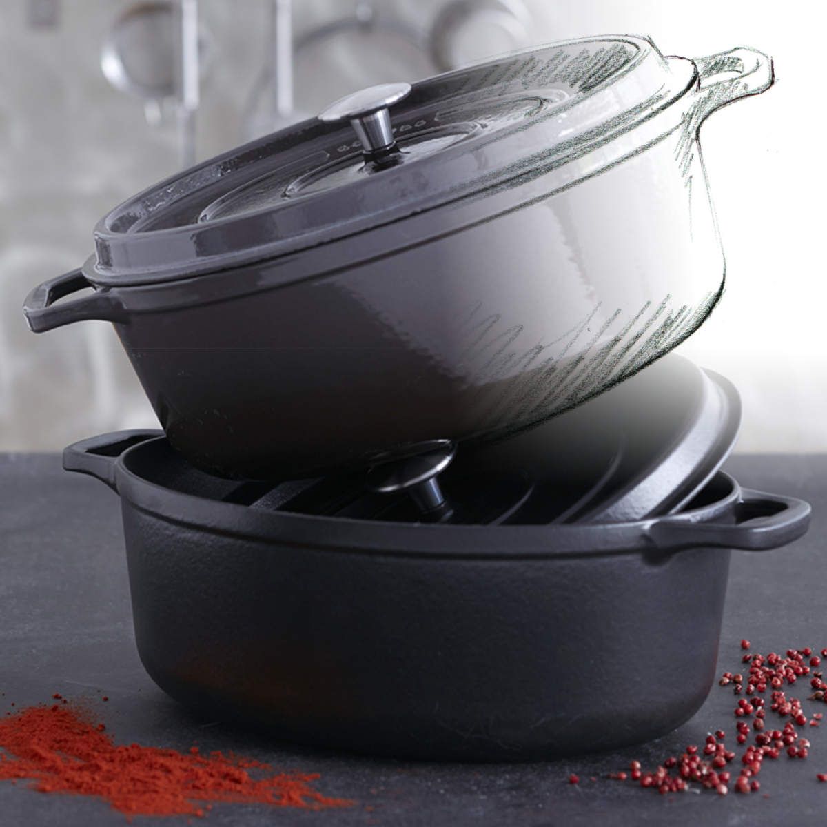 INVICTA キャセロール 22cm ラウンド IH対応 両手鍋 （ インビクタ