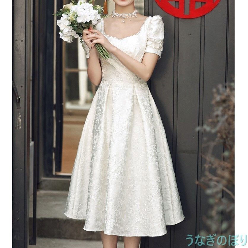 パーティードレス 韓国 結婚式 ワンピース ロング丈 体型カバー ウェディングドレス 前撮り ドレス レディースドレス 二次会 花嫁 前撮り 後撮り 披露宴 結婚式 演奏会 発表会 1150
