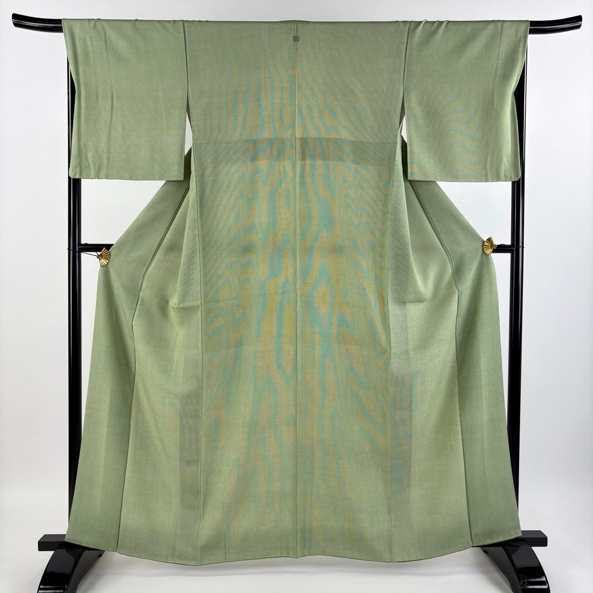 単衣　美品　正絹江戸小紋　渋緑　Mサイズ　k596 20%OFF】リサイクル着物 色無地 正絹 美品 未使用品 仕立て