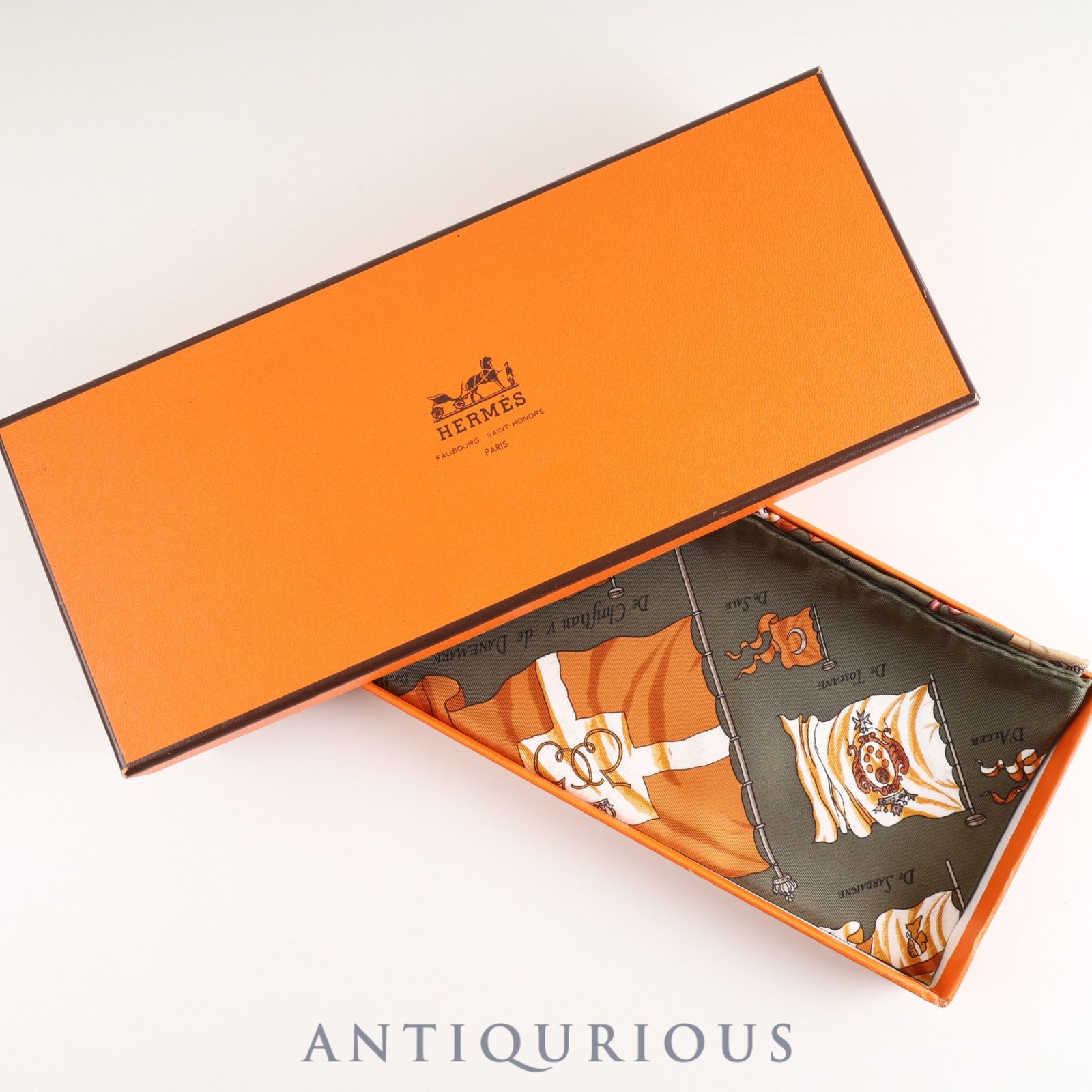 エルメス スカーフ カレ45 PAVOIS 船旗 SILK 箱