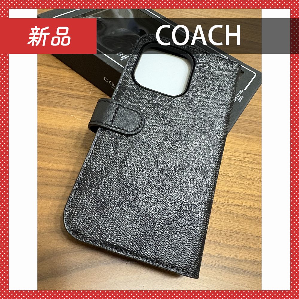 新品】コーチ iPhone 14 PRO ケース シグネチャー グラファイト