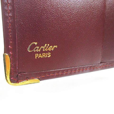 カルティエ マストライン レザー 二つ折り財布 カルティエ Cartier マストライン 2つ折り財布 ボルドー レザー