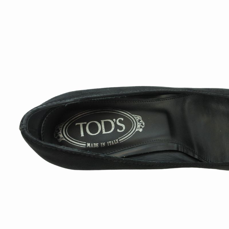 トッズ TOD'S パンプス シューズ ウェッジソール アーモンドトゥ スエード レザー 36.5 23.5cm 黒 ブラック /FF 0816 -  メルカリ