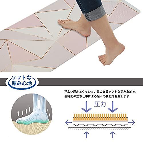 三宅_約45cm x 240cm RECYCOキッチンマット 塩化ビニル製 PVC台所低反発マット 拭ける 滑り止め 抗菌 防炎 撥水 防音 ロボット掃除機対応 洗濯不要 45X240cm 厚さ8mm 三宅