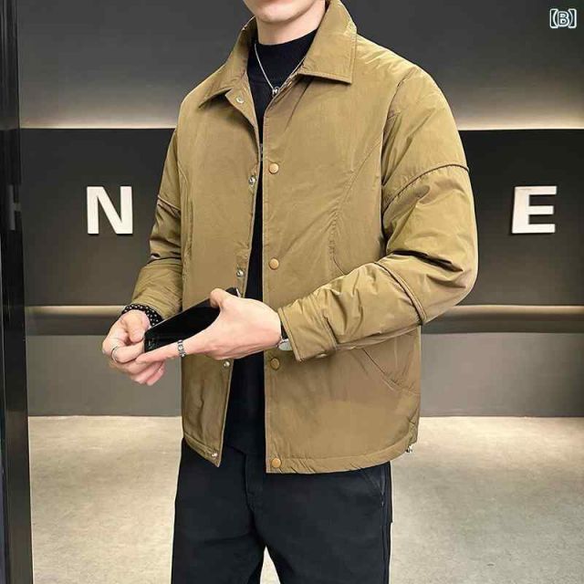秋冬 コーデ メンズ 服 シンプル ファッション オシャレ 大人 かっこいい 大きいサイズ ストリート 紳士服 ダウン ジャケット アウター カジュアル シャツ 暖かい