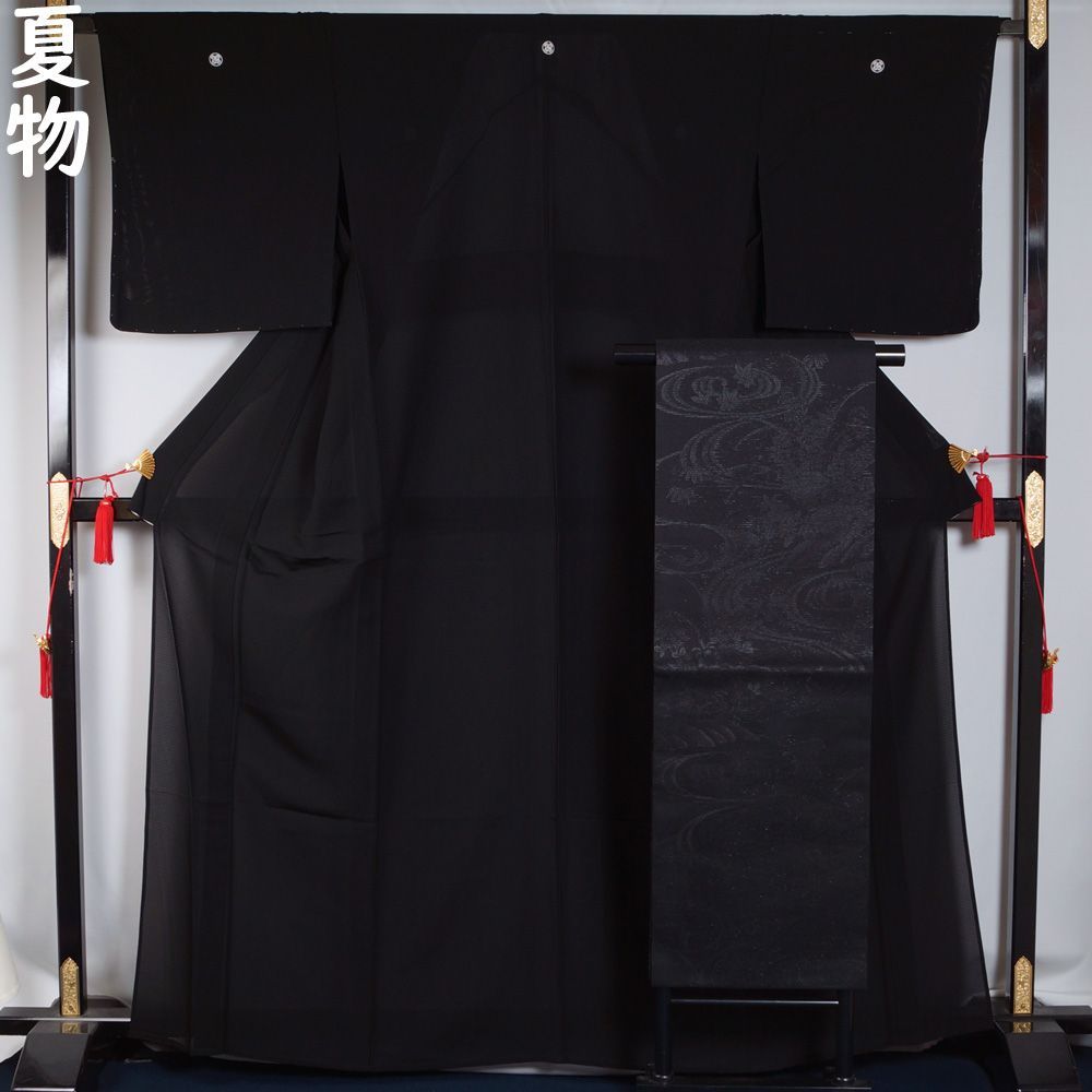 未使用品 正絹 夏冬セット 喪服 帯 4セット 和装 着物 リメイク用 喪服 新品未使用 夏、冬セット