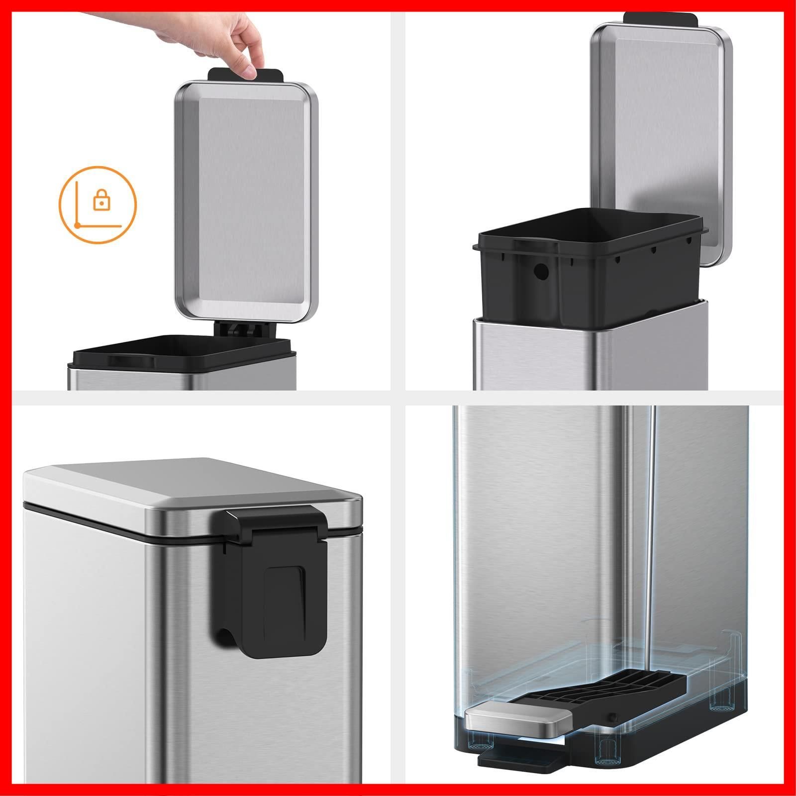 10リットル バスルーム ゴミ箱 ゴミ箱 消臭 ダストボックス ステンレス 生ゴミ ゴミ箱 ごみ箱 インナーバケット付き ペダル式 密閉 音無し スリム キッチン 室内 おしゃれ リビング オフィス Mbillion シルバー WWW_OPDRERGINERDOGAN_COM