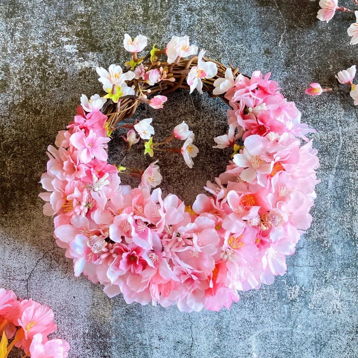 さくらのハーフリース 25cm 枯れないお花 玄関リース 贈り物 敬老の日 STEELWINDOWSANDDOORS_COM