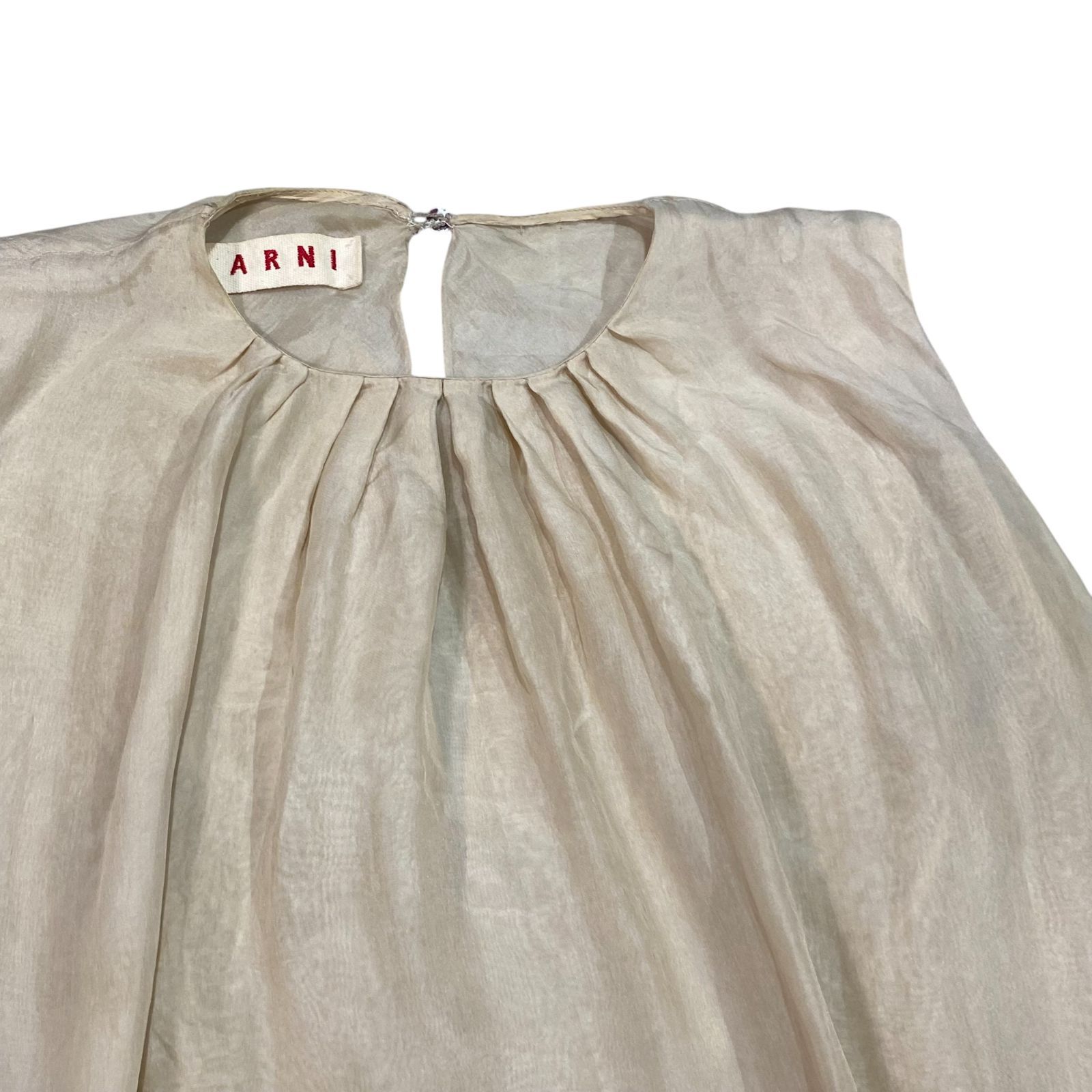 マルニ MARNI ノースリーブ シルク ブラウス トップス 38 ベージュ 