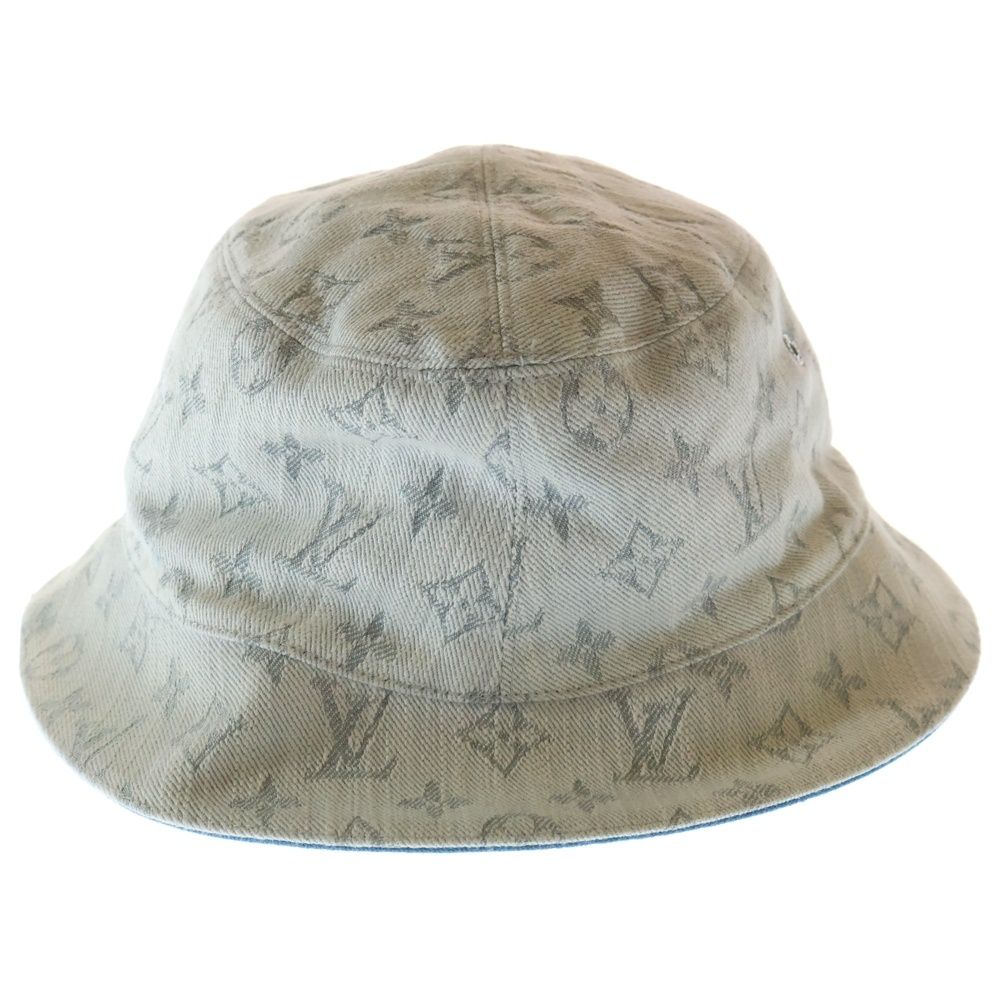 LOUIS VUITTON ルイヴィトン モノグラム総柄 リバーシブル デニムバケットハット 帽子 インディゴ ブルー M76213