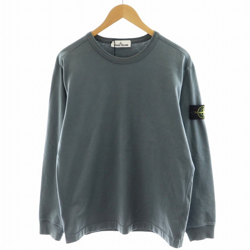 ストーンアイランド STONE ISLAND GAUZED COTTON JERSEY Tシャツ カットソー 長袖 ロゴ M 水色 ライトブルー /AN27