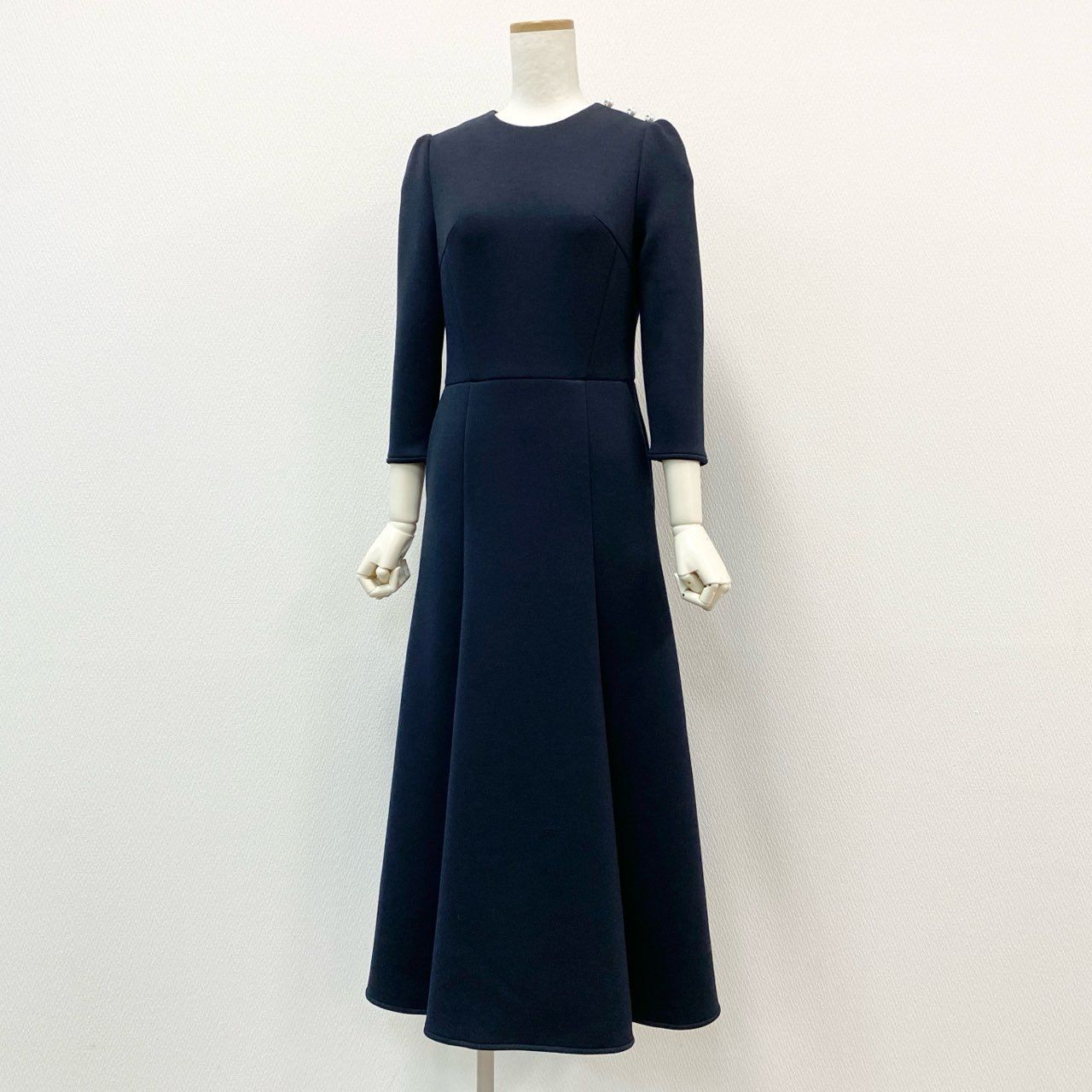 51f2 BORDERS at BALCONY ボーダーズアットバルコニー パールワンピース ロングワンピース フ スカート BD1921-2K-24 サイズ36 ネイビー レディース