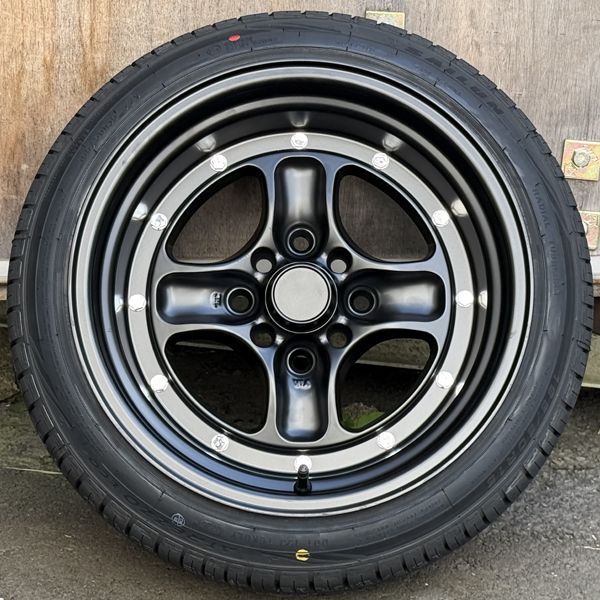 タイヤホイール4本セット 15インチ 8J ±0 PCD 100 114.3 4穴 165 50R15 165 55R15 軽 軽トラ 軽バン ローダウン車 旧車 深リム