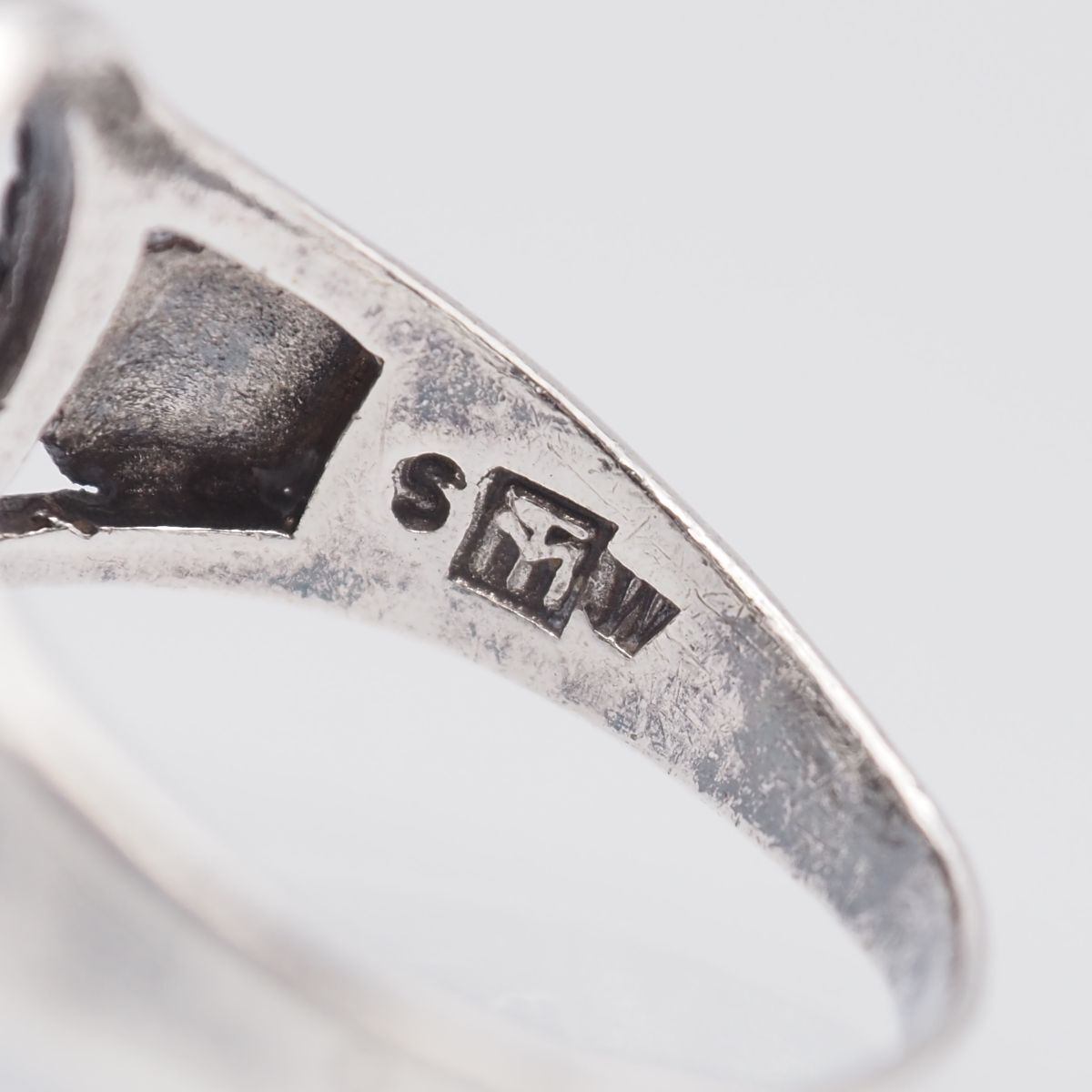 F729 ヴィンテージ SILVER刻印 リング ヨット 貝 デザイン