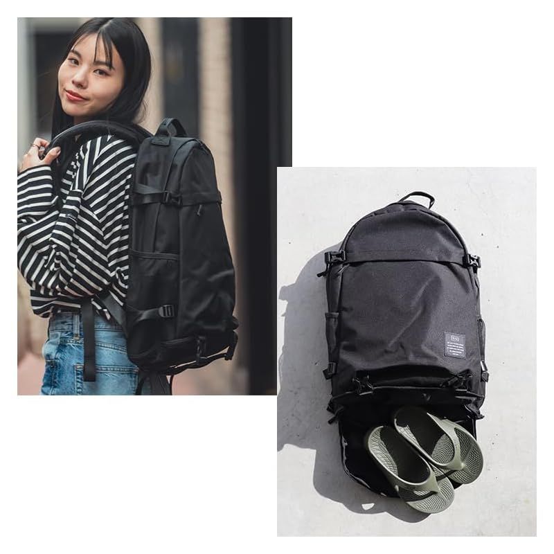 KiU キウ 600D バッグパック BACKPACK はっ水 撥水 防水 大容量 リュック 22L シューズポケット 通勤 通学 アウトドア フェス かわいい おしゃれ メンズ レディース 男女兼用 無地 シンプル 黒 ブラック K111-900 1 NEXPOTALLINN_EU