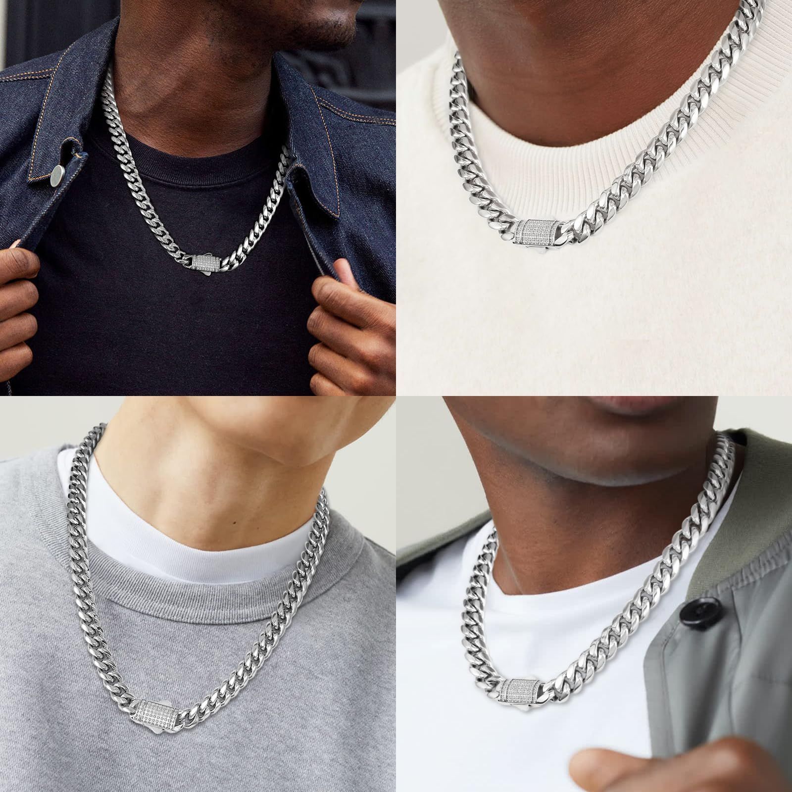 数量限定】12mm ステンレス マイアミ キューバンチェーン 18金メッキ 