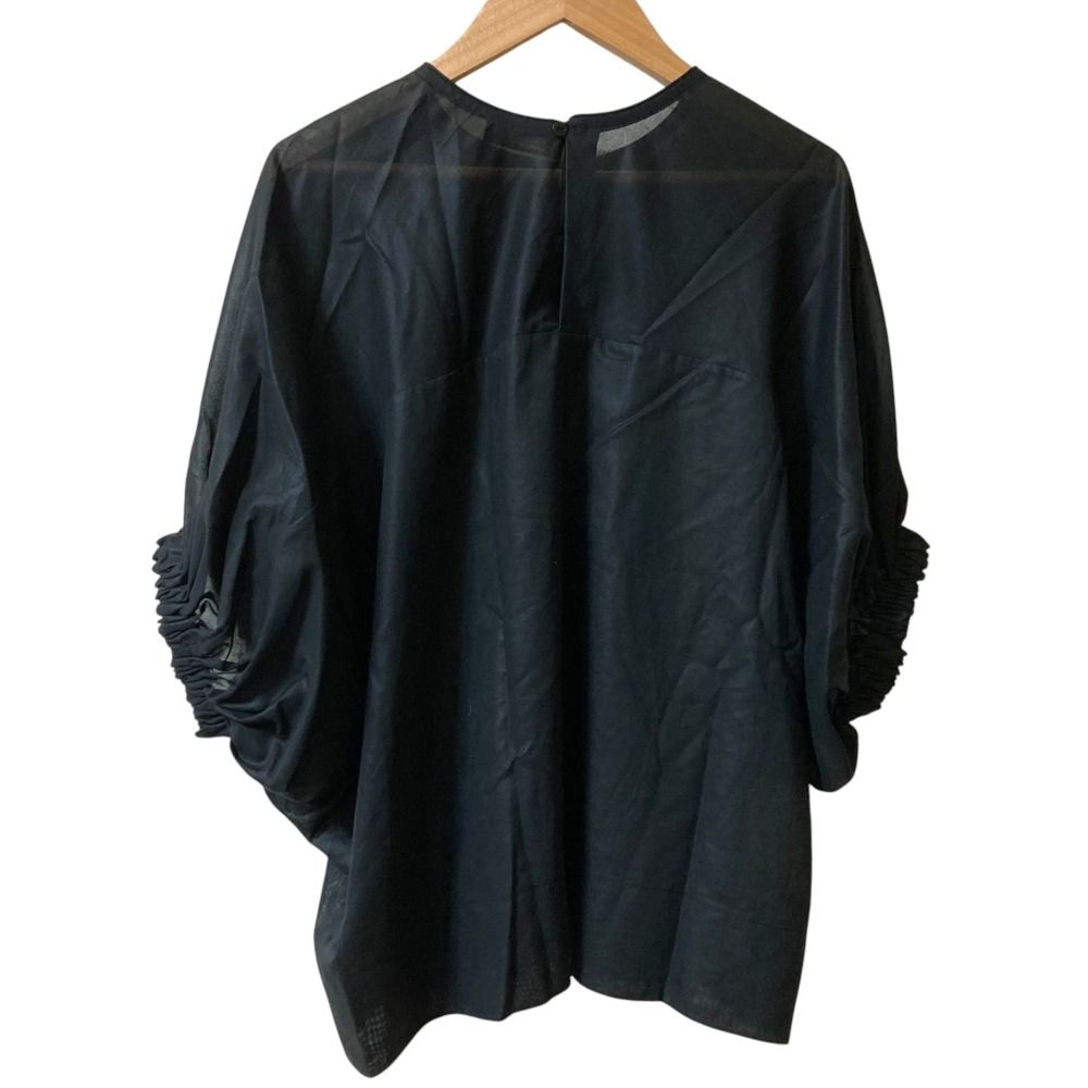 Drawer ドゥロワー シアー コットン パフスリーブ ブラウス 6521-299-1189 ブラック レディース 古着