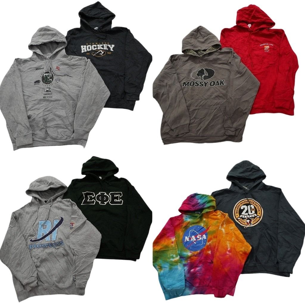 古着卸 まとめ売り カラー パーカー スウェット 8枚セット (メンズ L ) モッシーオーク 企業 NASA タイダイ 中古 古着 MY2728