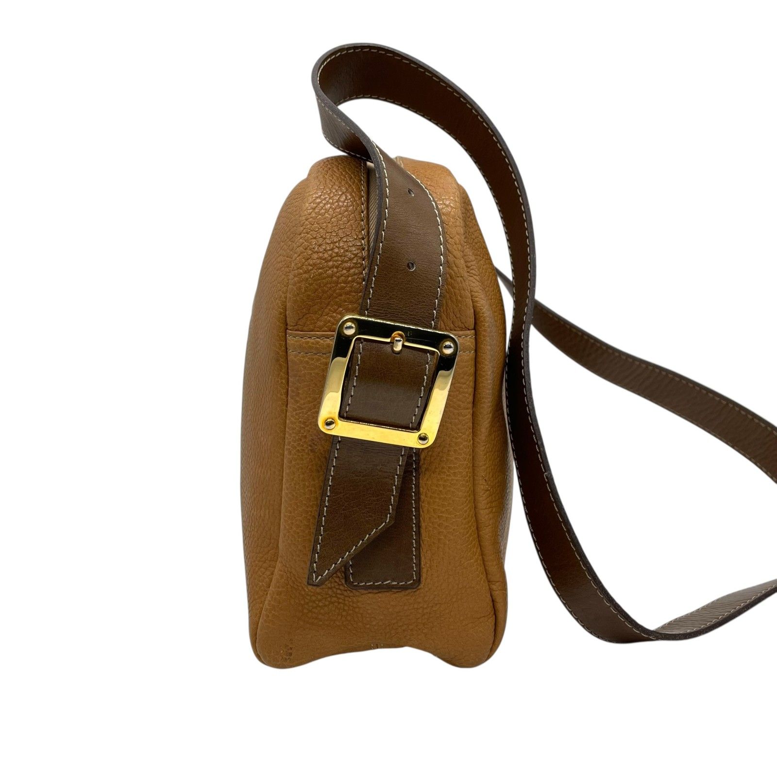 LOEWE ロエベ アナグラム型押し レザー ショルダーバッグ キャメル 