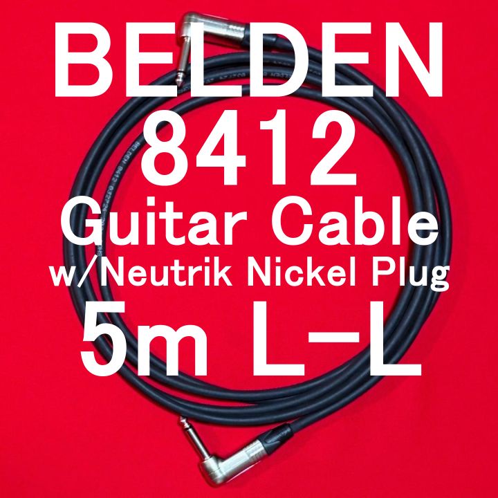 BELDEN 8412 Guitar Bass Cable w Neutrik Nickel Plated Plug LL 5m