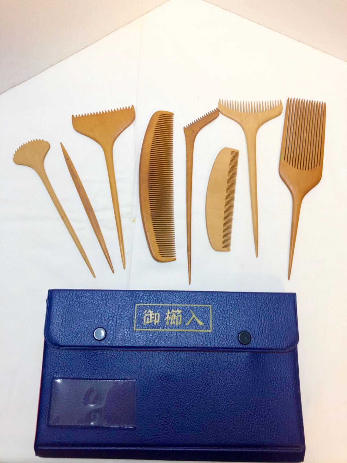 大特価【中古櫛8本付 櫛入れケース】日本髪 花嫁かつら 地髪