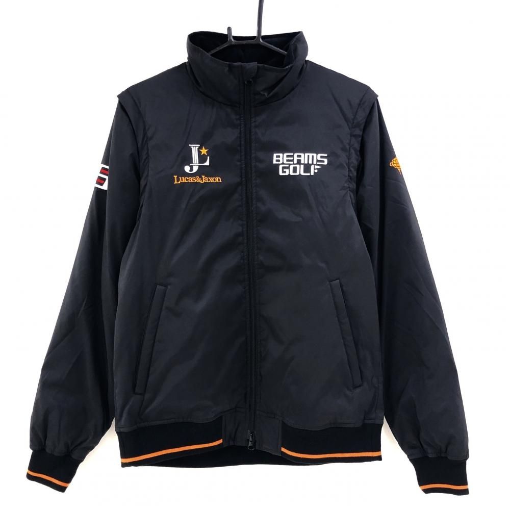 超美品】ビームスゴルフ 2WAY中綿ジャケット 黒×オレンジ 蓄熱裏地 袖 