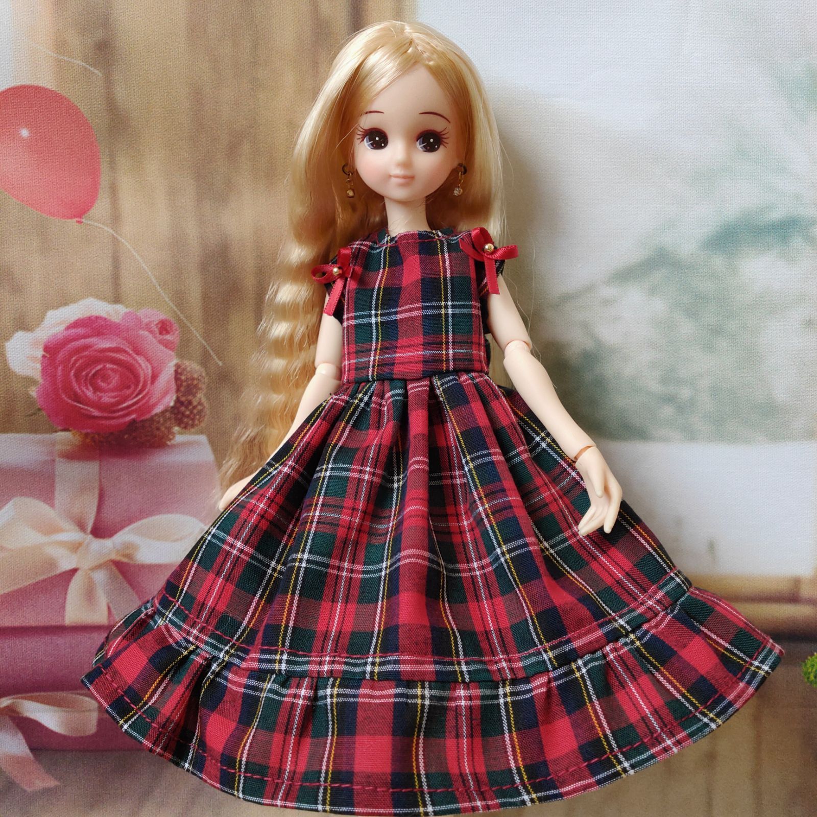 赤桜　　りかちゃんジェニー服　和柄(花ぐるま)＋すずらん柄ロリータ 再販》リカちゃん ドレス リカちゃん ロリータ服 ペガサス柄5点