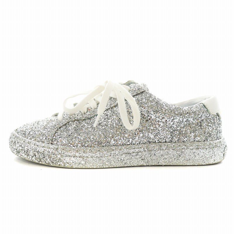 サンローラン パリ SAINT LAURENT PARIS スニーカー シューズ グリッター 34 シルバー色 590027 |AN13